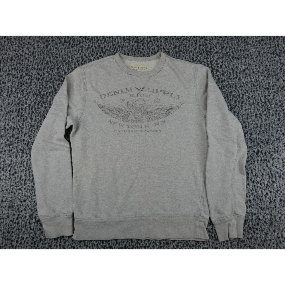 Denim & Supply Ralph Lauren Sweatshirt Mens Small Gray Graphic Eagle Pullover